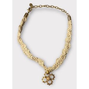 Vintage Robert Rose Crochet Cross Necklace